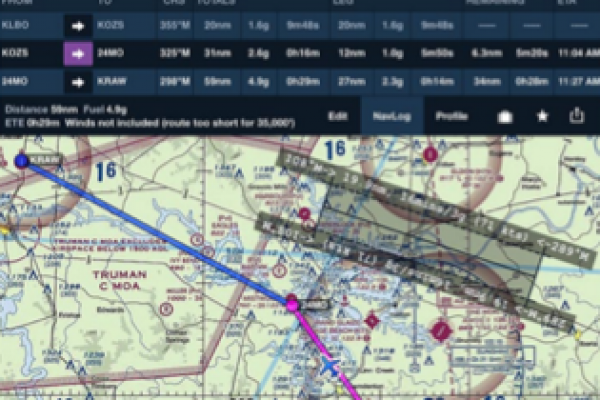 <strong><center>FLIGHT PLANNING</center></strong> </br> </br> Easily plan, track and update your flight, as well as monitor way-points, VFR/IFR conditions, TFRs, distances and estimated arrival time.
